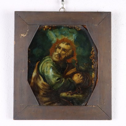 Peint sous verre avec Saint Pierre Apôtre, Saint Pierre Apôtre