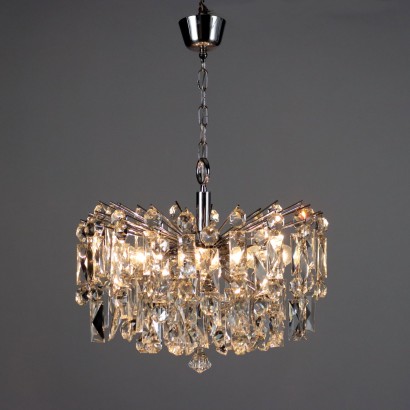 Vintage Suspension Lamp from the 1960s Metal Structure Glass