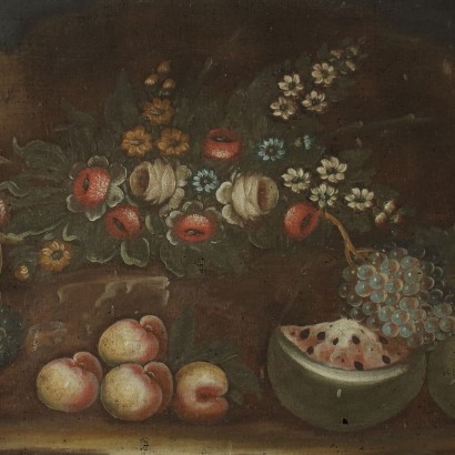 Pair Of Paintings Still Life Oil On Canvas 18th Century