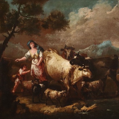 Oil on Canvas by Giuseppe Zais Italy XVIII Century