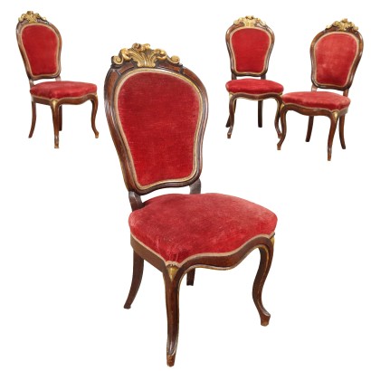 Group of 4 Louis Philippe Chairs Italy Second Fourth XIX Century