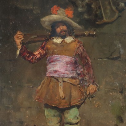Antikes Gemälde Daniel Hernandez 1875 Figuren Öl auf Holz