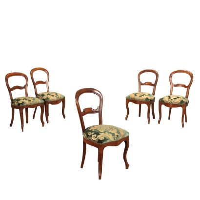 Group of 5 Chairs Louis Philippe Italy Second Fourth XIX Century