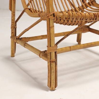 Sofá y par de sillones, trío de asientos de bambú de los años 50 a 60.