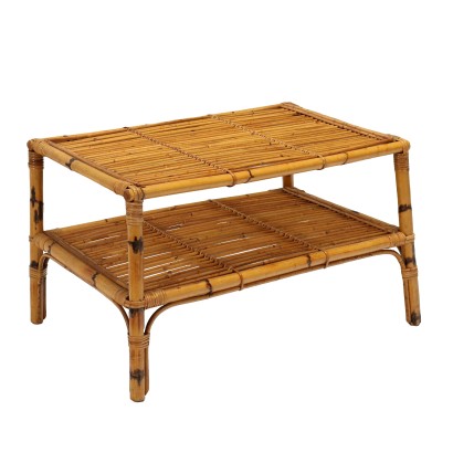 Table Basse Vintage des Années 50-60 Bambou Double Plateau