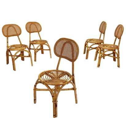 Ensemble de chaises en bambou des années 50-60