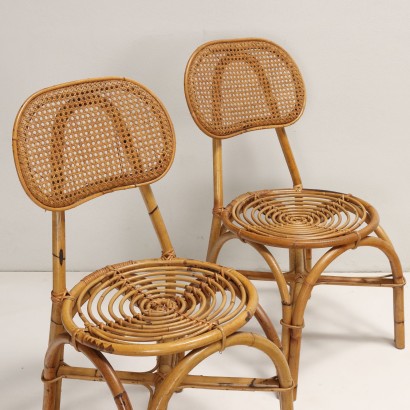 Ensemble de chaises en bambou des années 50-60