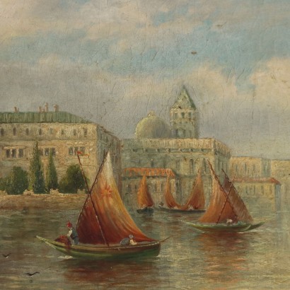 Antique Painting James Salt View of Venice '800 Oil on Canvas