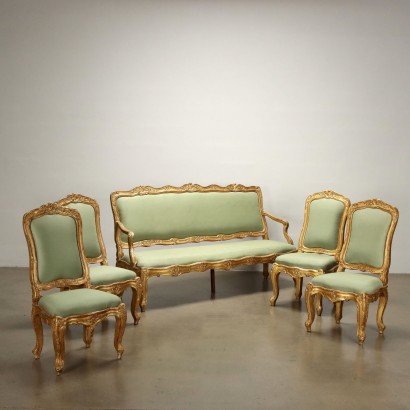 Gruppe von vier Stühlen im Barockstil