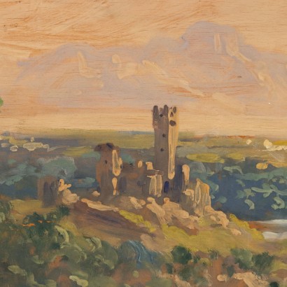 Painting by Antonio Oberto,Landscape with shepherds and ruins,Antonio Oberto,Antonio Oberto,Antonio Oberto,Antonio Oberto