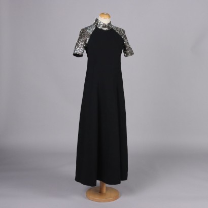 Vintage Black Evening Dress with Beads Size 10 60s-70s Cloth