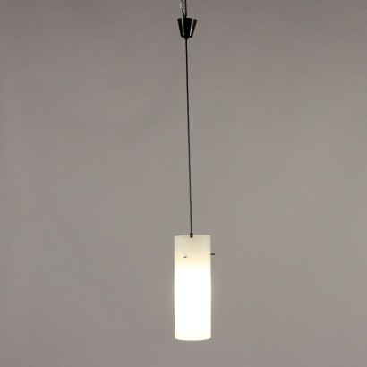 Plafonnier Vintage des Années 60 Structure en Verre Opalin Lampes