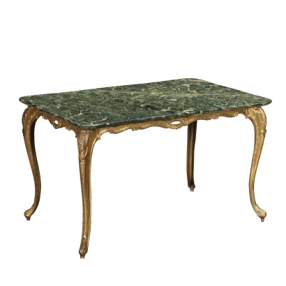 Vintage Coffee Table from the 1960s Green Marble Top Brass