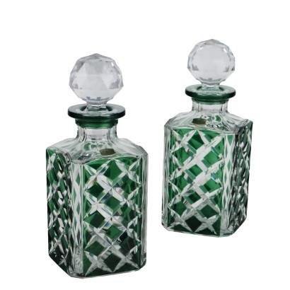 Paar Val Saint Lambert Kristallflaschen der 80er Jahre