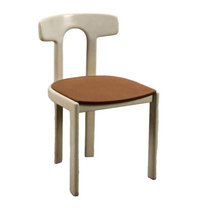 Vintage Stuhl der 60er Jahre Lackiertes Holzstruktur Stoffsitze