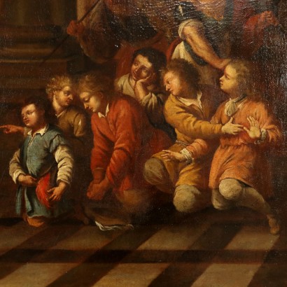 Painting Dario's family in front of, Dario's family in front of Alessa, Painting with scene of a historical episode