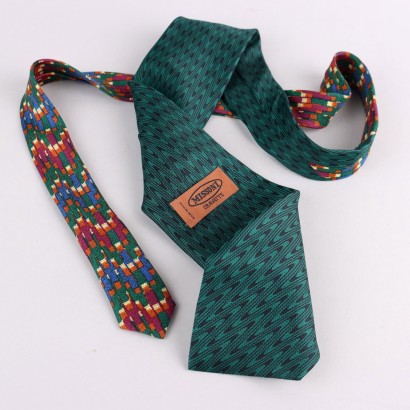 Cravate Vintage Missoni Soie Imprimée Géometrique Habillement