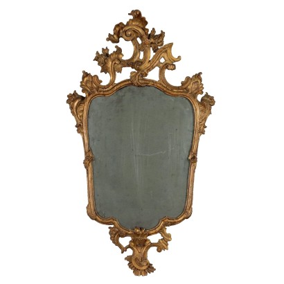 Small Ancient Rococo Mirror Italy Mid XVIII Century