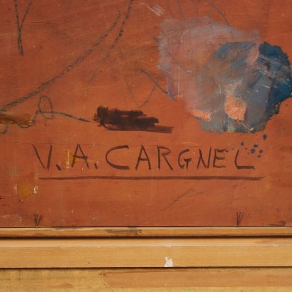 Pintura de Vittore Antonio Cargnel, Vista de un pueblo con figuras, Vittore Antonio Cargnel, Vittore Antonio Cargnel, Vittore Antonio Cargnel, Vittore Antonio Cargnel