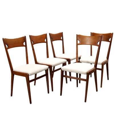 Group of 5 Vintage Chairs Foam Wood Italy from the 1950s-60s