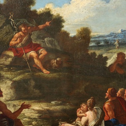 Antikes Gemälde P. F. Mola Attr. Die Predigt des Täufers Leinwand