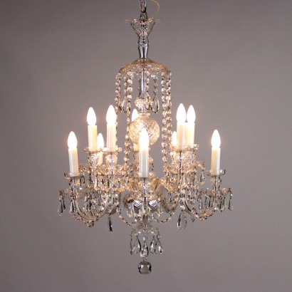 Large 10 Lights Chandelier '900 Glass Pendants and Necklaces
