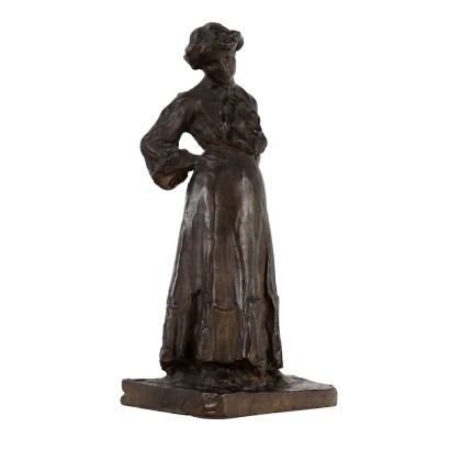 Alte Figur einer Dame F. Pasanisi '800-'900 Bronze