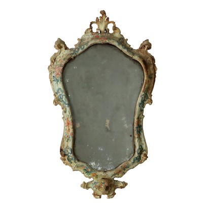 Petit Miroir Ancien Baroque Vénise Moitié du '700 Bois