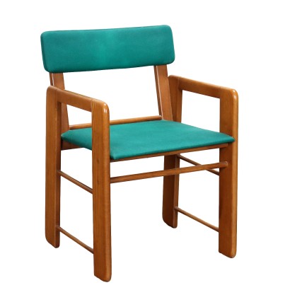 Vintage 1960s Chair Maple Cloth Foam Padding