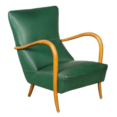 Vintage Sessel der 50er Jahre Buchenholz Kunstleder Italien