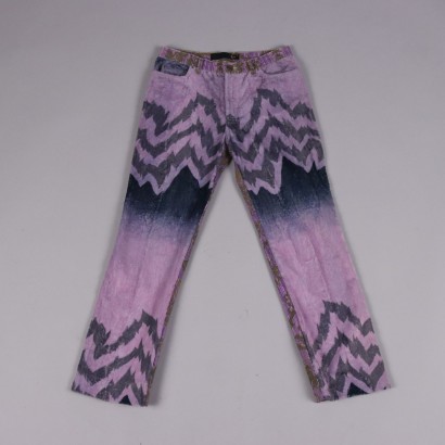 Just Cavalli Trousers Fur Pattern UK Size 14 Cotton Italy