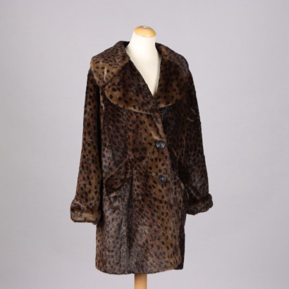 Second Hand Coat Anne Klein Eco-Fur Size 14 Pockets