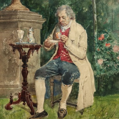 Painting by Ettore Simonetti,Tea Time,Ettore Simonetti ,Ettore Simonetti ,Ettore Simonetti