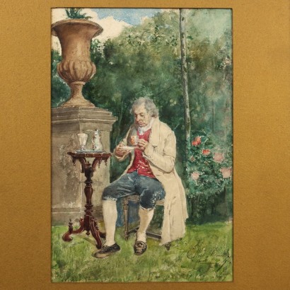 Painting by Ettore Simonetti,Tea Time,Ettore Simonetti ,Ettore Simonetti ,Ettore Simonetti