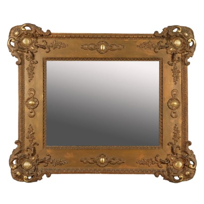 Ancient Cabaret Mirror Third Quarter XIX Century Gilded Wood Frame
