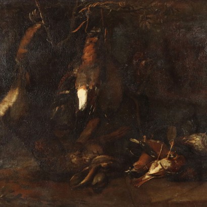 Antikes Gemälde A. Boselli Stilleben mit Jagd '600 Öl auf Leinwand