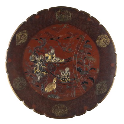 Ancient Plate Meiji Era 1868-1912 Bronze Iohan Scene Decorations