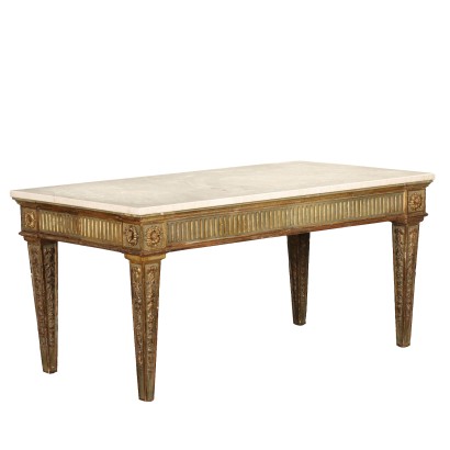 Antiker Tisch im Neoklassizistischem Stil Marmorplatte Holz