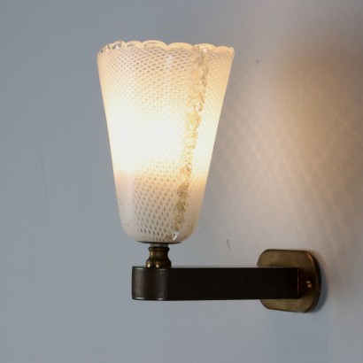Vintage Lampe aus Messing und Glas Italien der 40er Jahre
