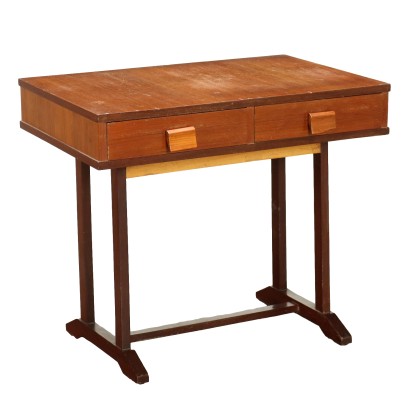 Vintage Kleiner Tisch mit Schubladen Teak Furniert der 60er Jahre