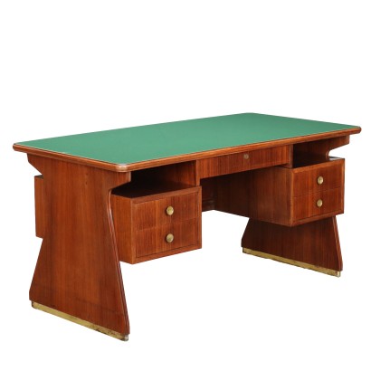 Vintage Schreibtisch aus Exotischem Holz Messing Italien 60er Jahre
