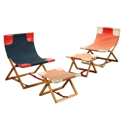 Pair of Foldable Dodo Chairs D. Rossi for Rossi d'Albizzate Birch 1960