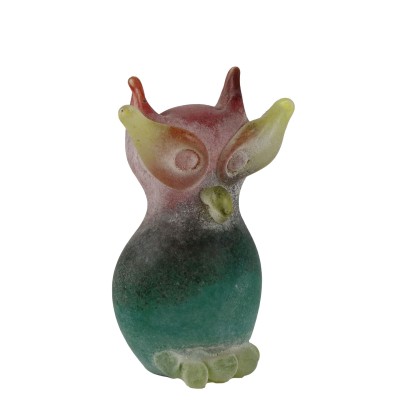 Vintage 1970s Sculpture of an Owl Murano Glass Italy