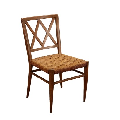 Vintage Stuhl aus Buchenholz und Seil Italien der 40er-50er Jahre