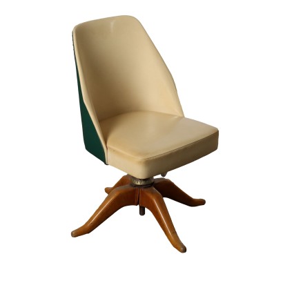 Vintage Stuhl aus Buchenholz und Kunstleder der 50er Jahre