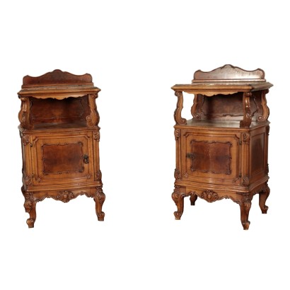 Antique Baroque Bedside Tables Wood Italy XX Century