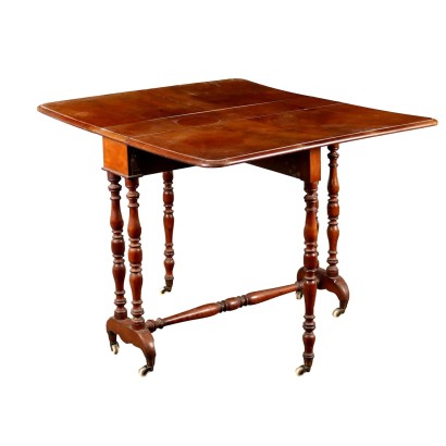 Antique Victorian Table Mahogany Striped Top England XIX Century