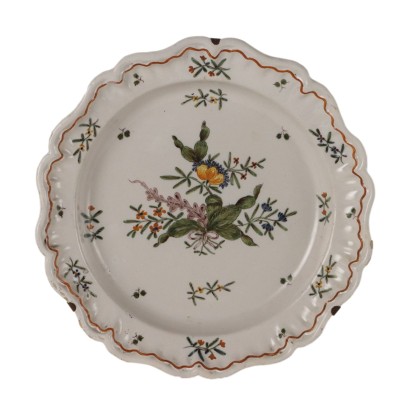 Antique Plate Estense Majolica Rich Decorations Italy XVIII Century