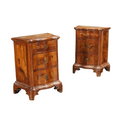Pair of Antique Baroque Bedside Tables Wood Italy XX Century