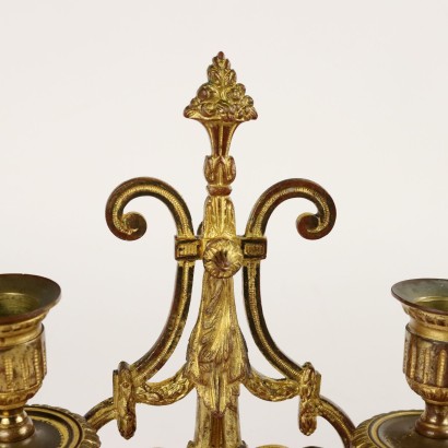 Coppia di Candelabri in Bronzo Dorato